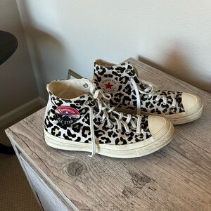 Converse All Star Black and White Leopard Print Sneakers